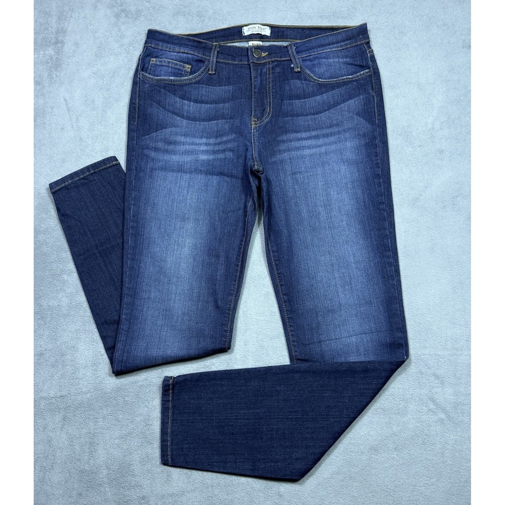 Judy Blue Jeans Womens 15/32 (32x30) Skinny Midrise Tapered Stretch Denim USA